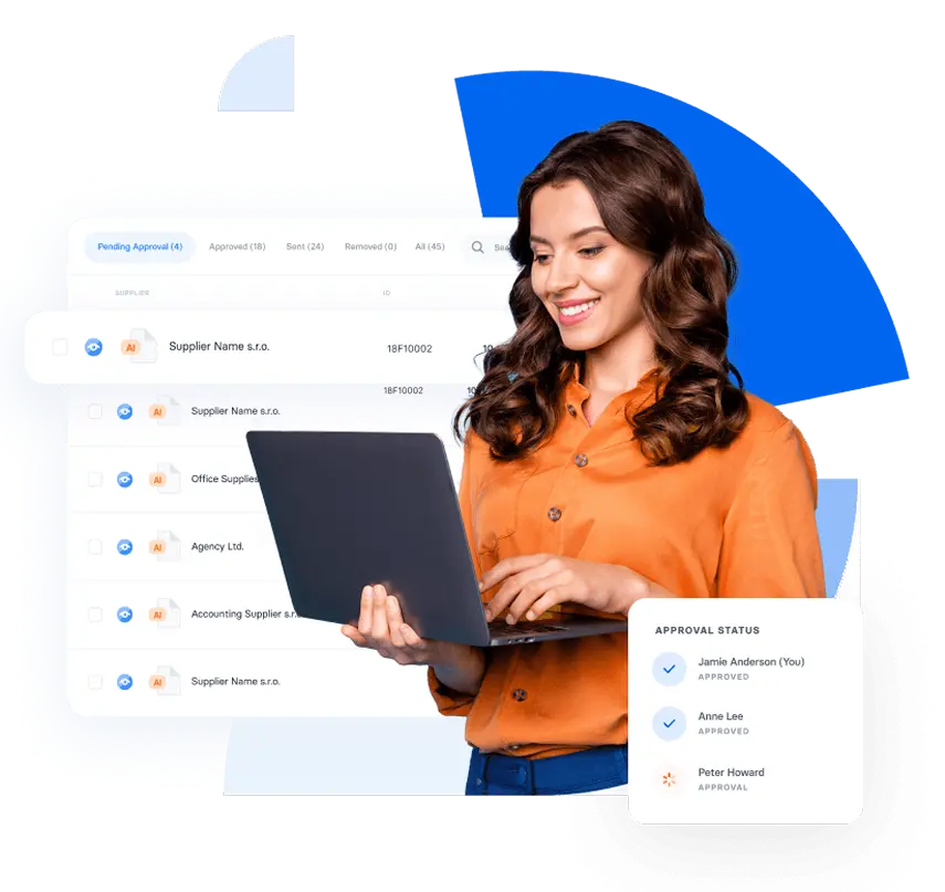 A woman focused on her laptop